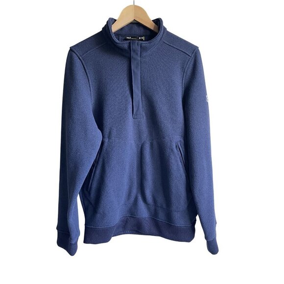 Under Armour Loose Fit Blue 1/4 Zip Fleece - Picture 1 of 8